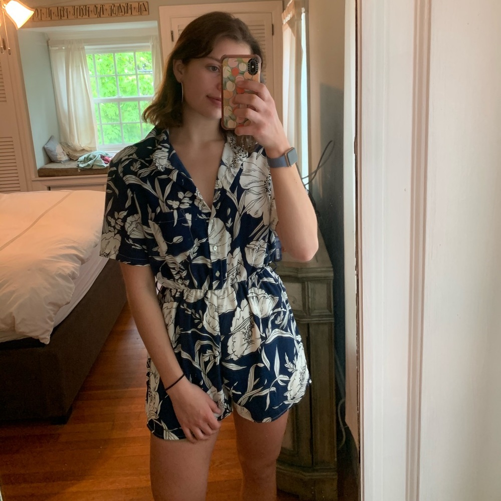 Urban Outfitters Blue Floral Romper